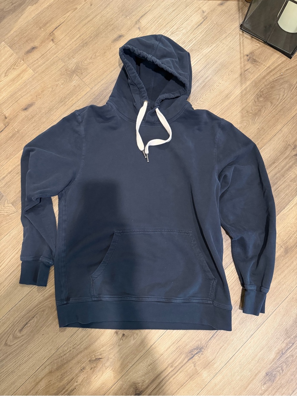 Buck Mason Men's Navy Pullover Hoodie with Drawstring